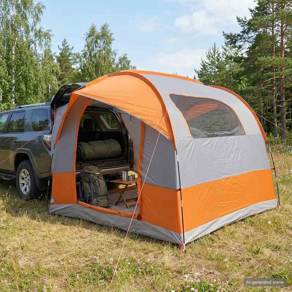 Tagaluugi telk vihmakattega veekindel 4-kohaline Hall ja oranž