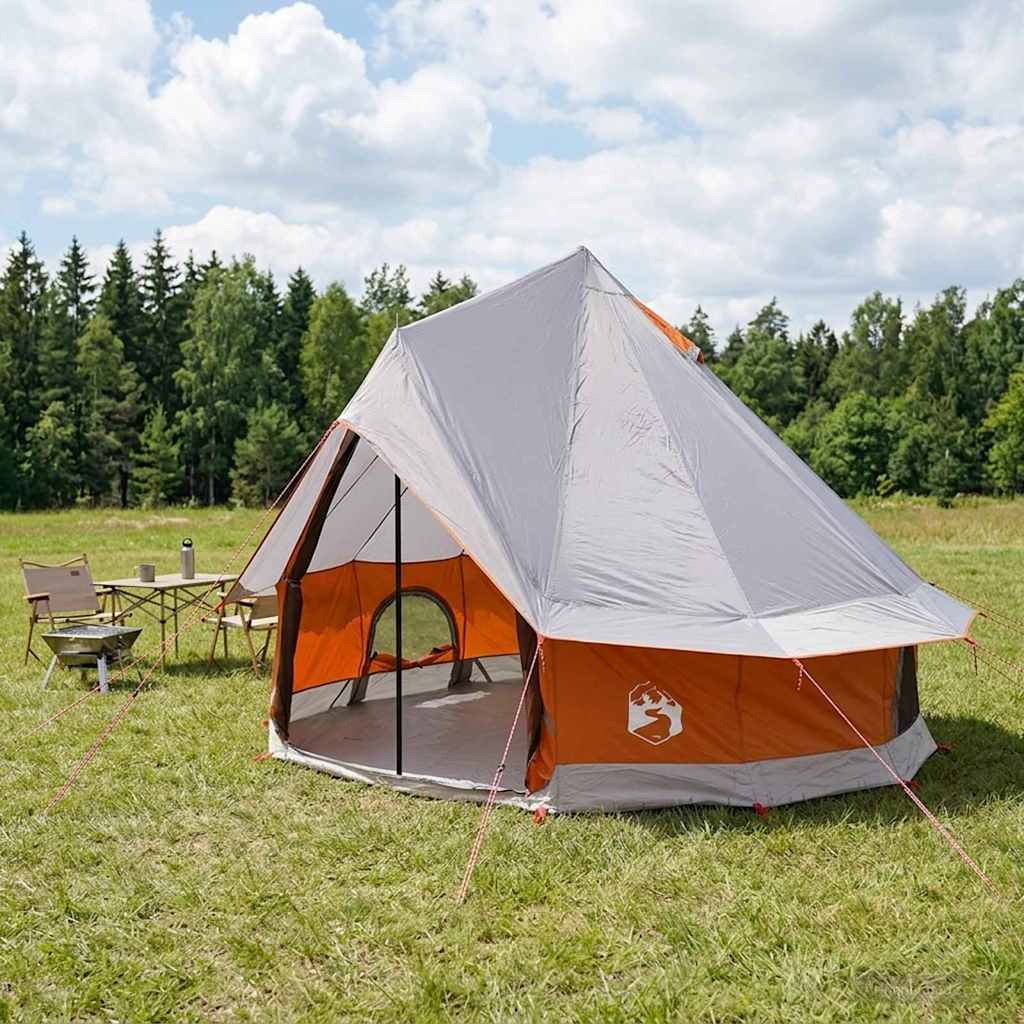 Tipi telk 4-kohaline Hall ja oranž Polüester ja teras