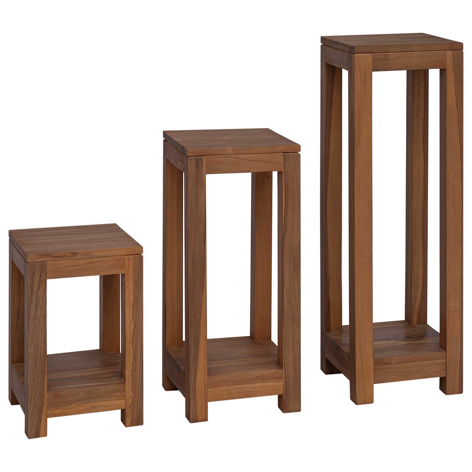 Taimede alus 3 tk Naturaalne 25 x 25 x 80 cm Tugev teakpuit