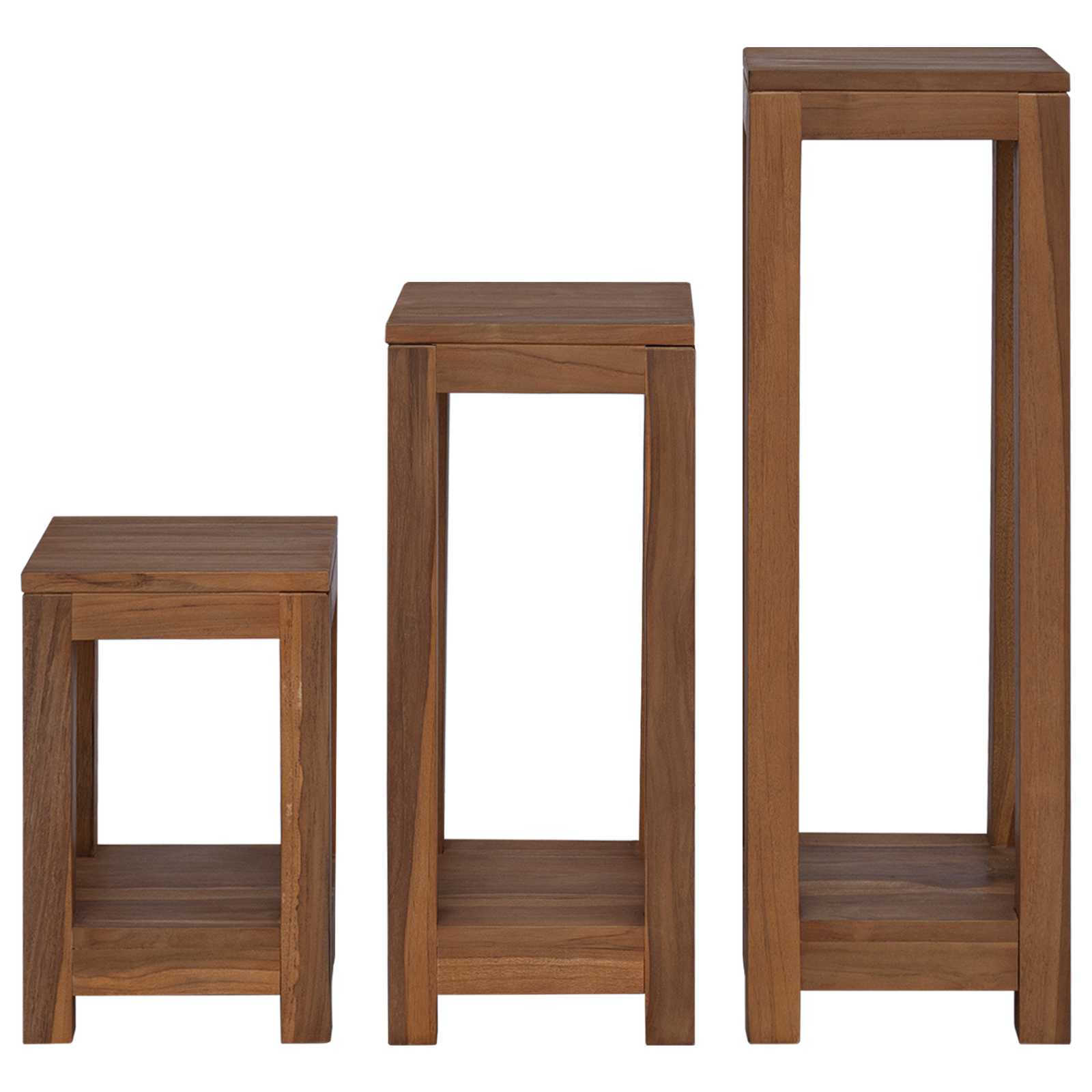 Taimede alus 3 tk Naturaalne 25 x 25 x 80 cm Tugev teakpuit