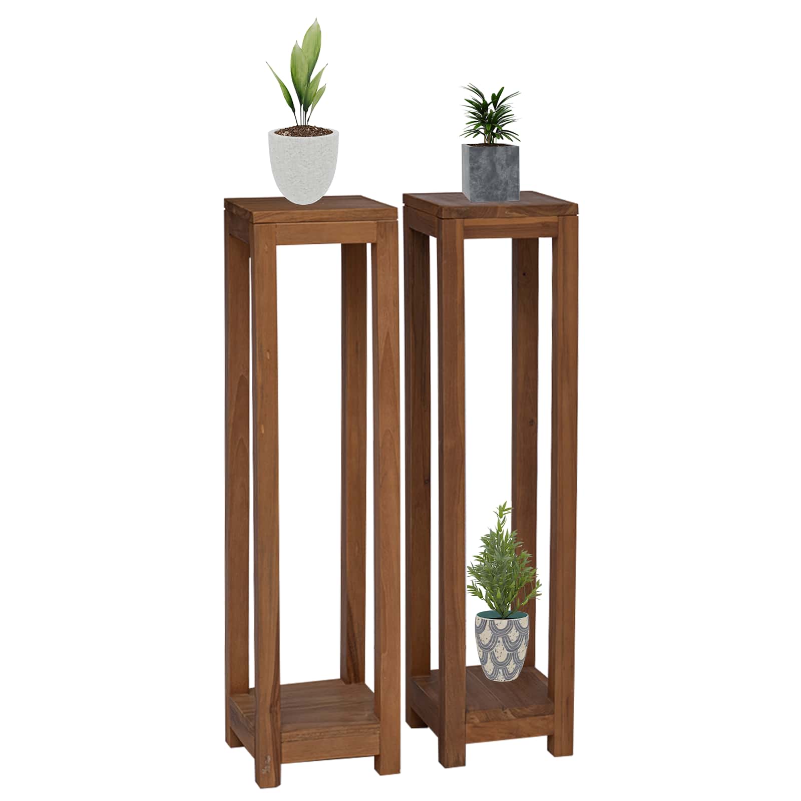 Taimede alus 2 tk Naturaalne 25 x 25 x 100 cm Tugev teakpuit