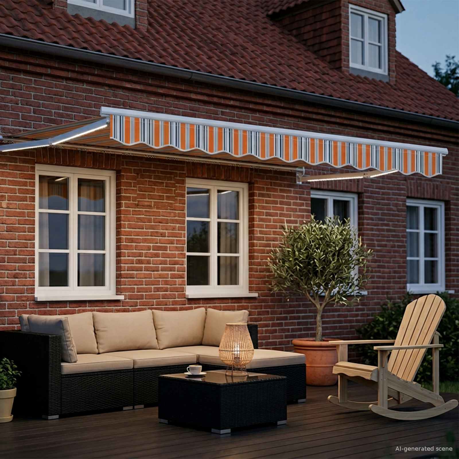 Käsitsi juhitav varikatus koos LED-idega 3,5 x 2,5 m