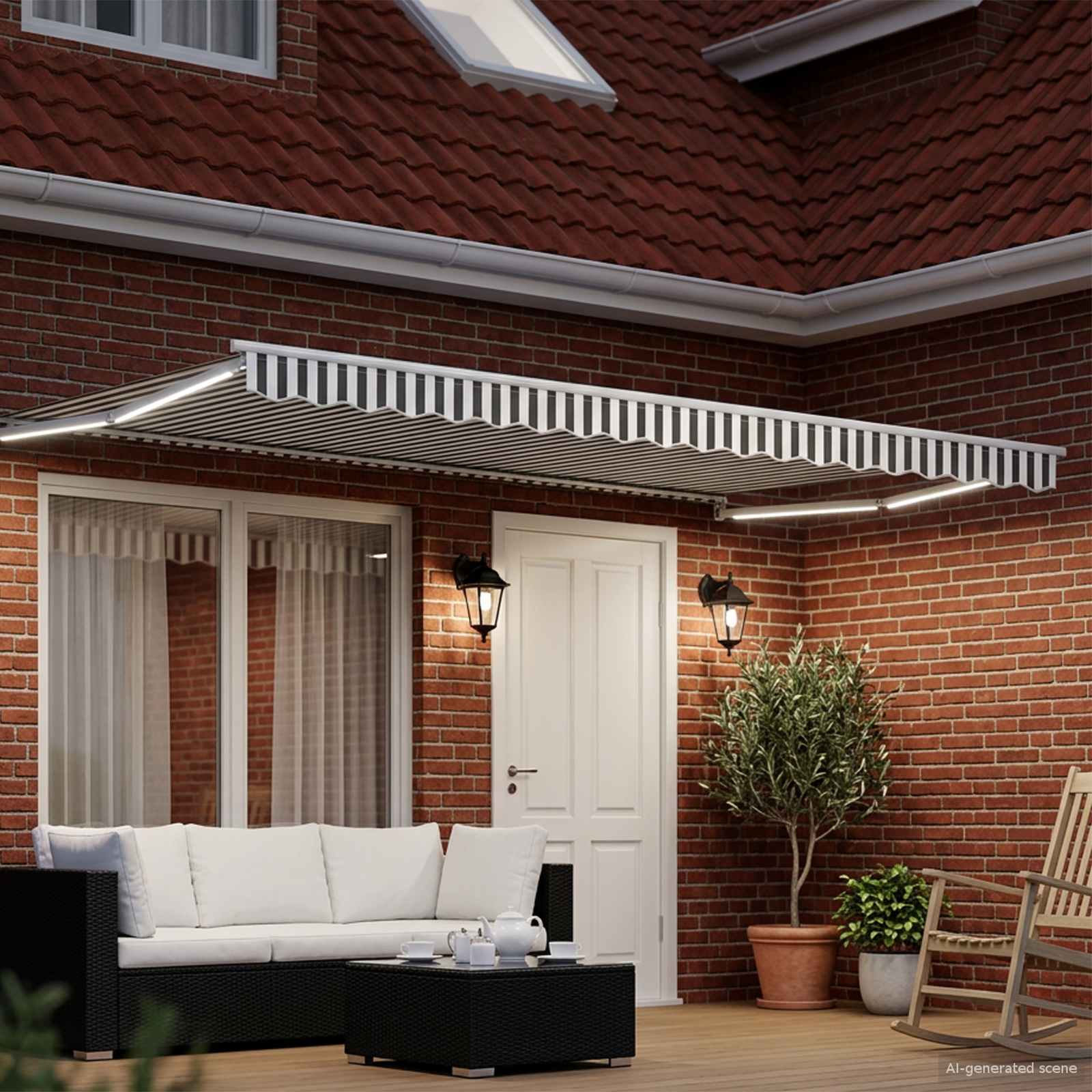 Käsitsi juhitav varikatus koos LED-idega 4 × 3 m