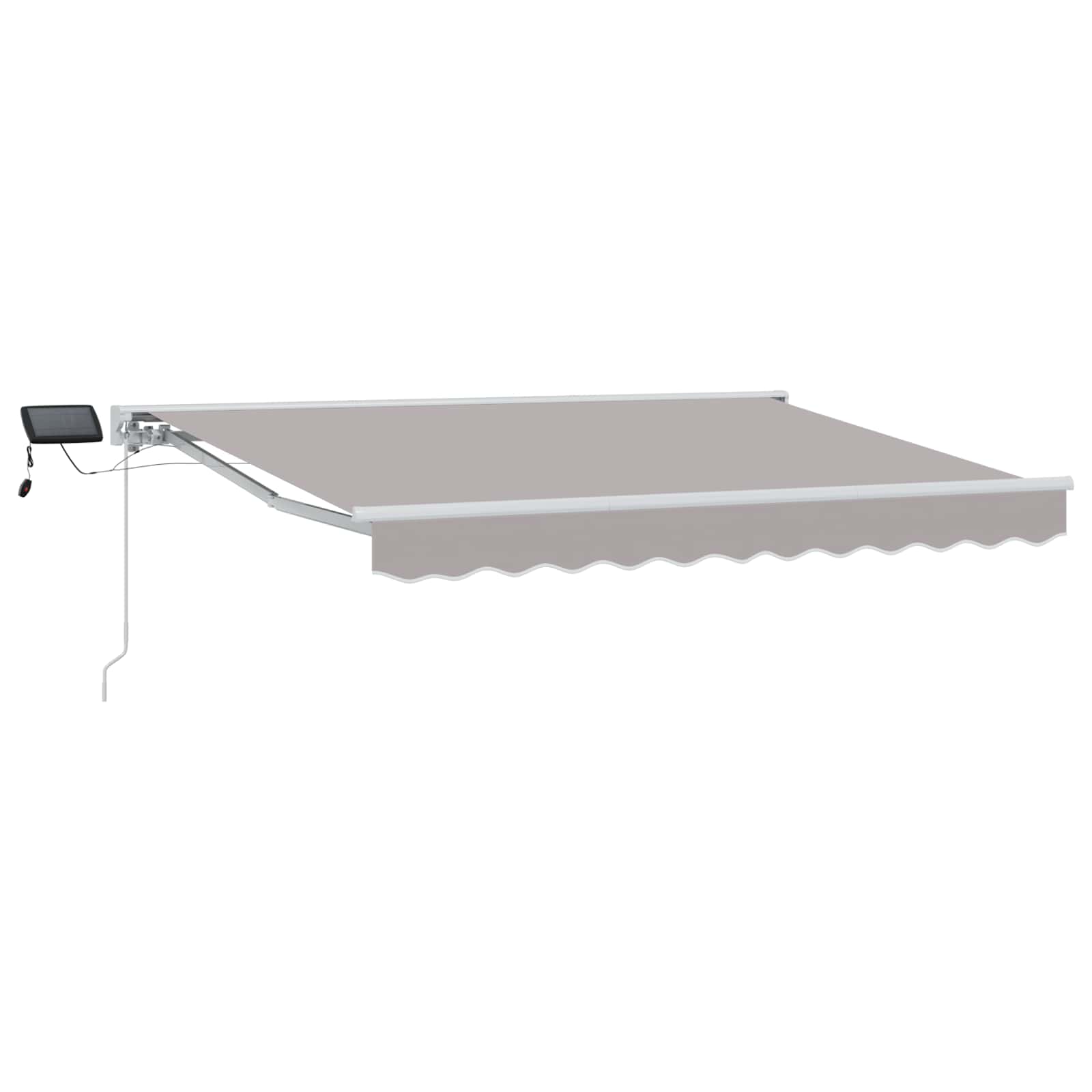 Manuaalne varikatus LED-idega Helehall ja valge 3 x 2,5 m