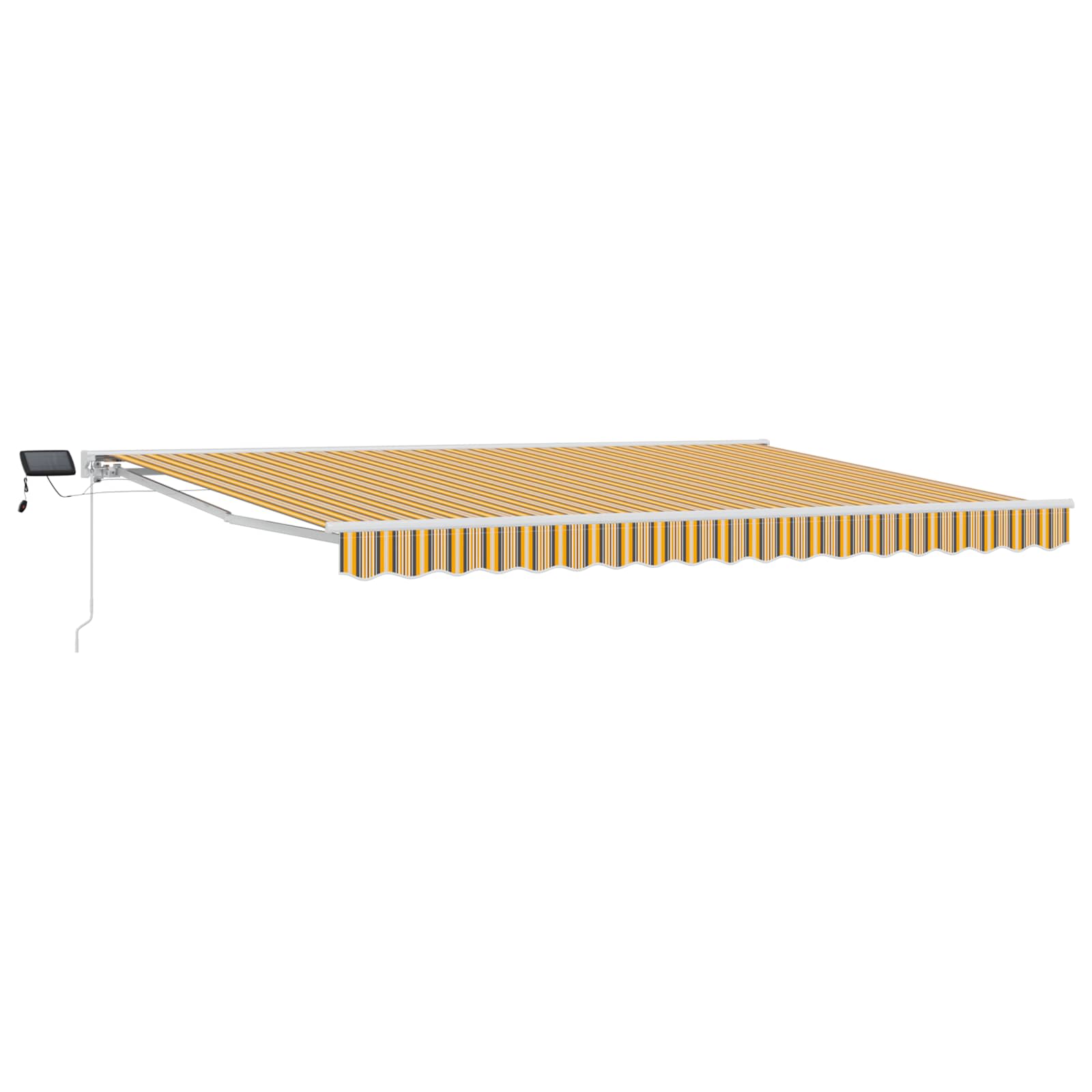 Manuaalne varikatus LED-idega Kollane, Hall ja Valge 5 x 3 m