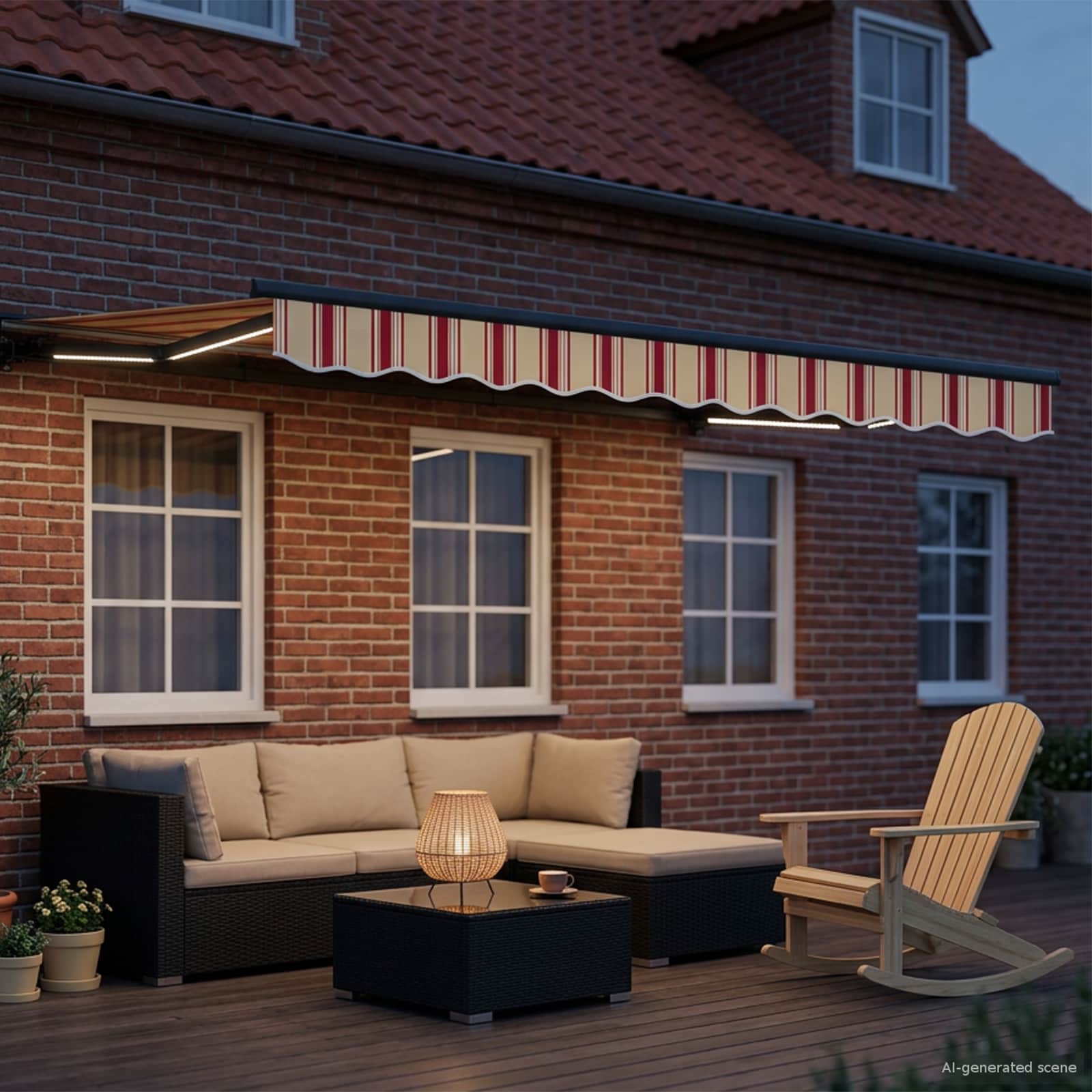Manuaalne varikatus LED-idega 3,5 x 2 m Polüester PU-kattega