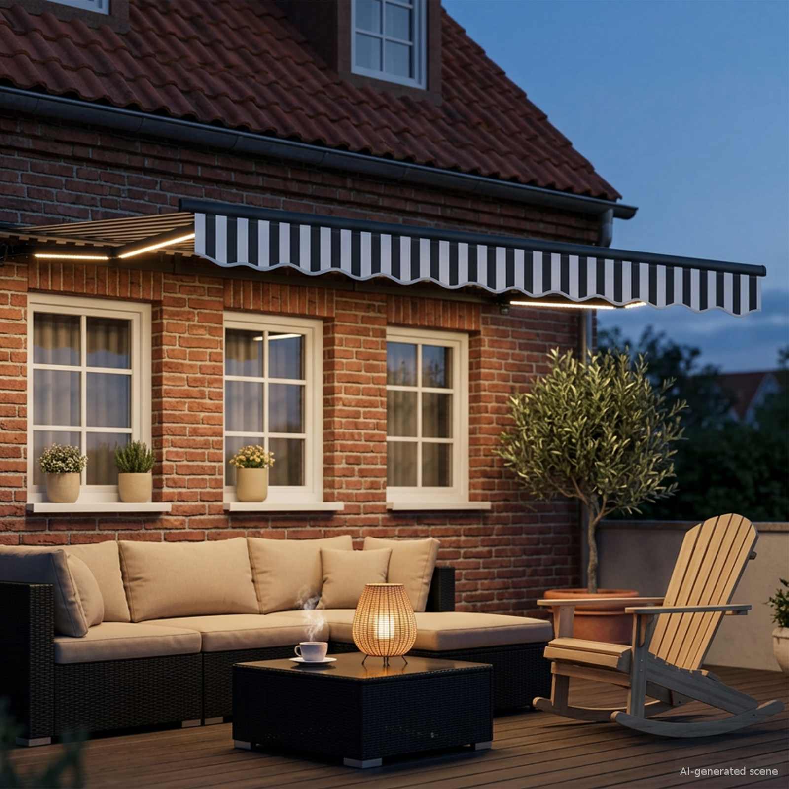 Manuaalne varikatus LED-idega Anthracite ja valge 3 x 2,5 m