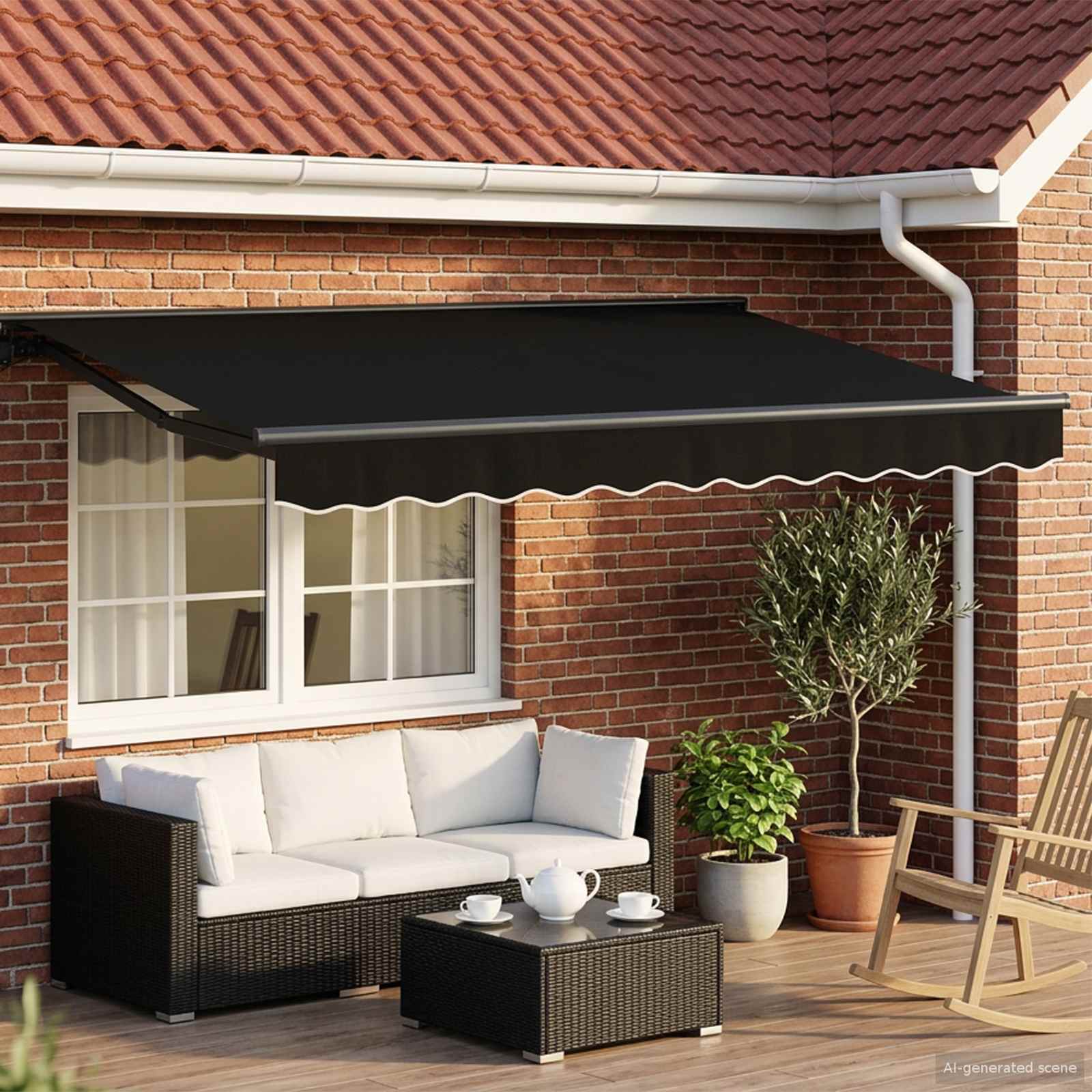 Manuaalne varikatus LED-idega Must ja Anthracite 3,5 x 2,5 m