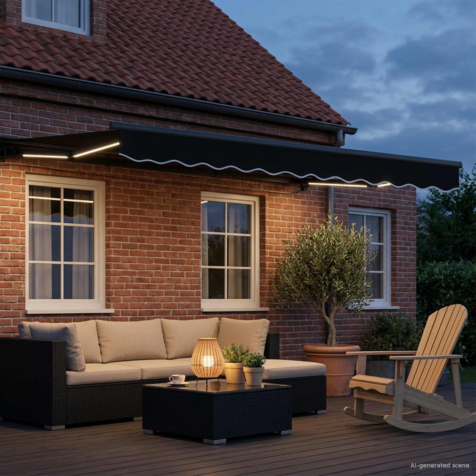 Manuaalne varikatus LED-idega Must ja Anthracite 3,5 x 2,5 m