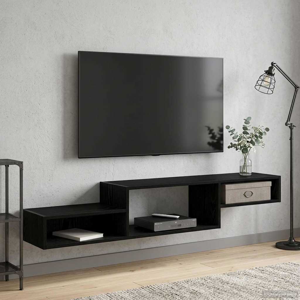 Seinale paigaldatav TV kapp Seinale kinnitav Must tamm