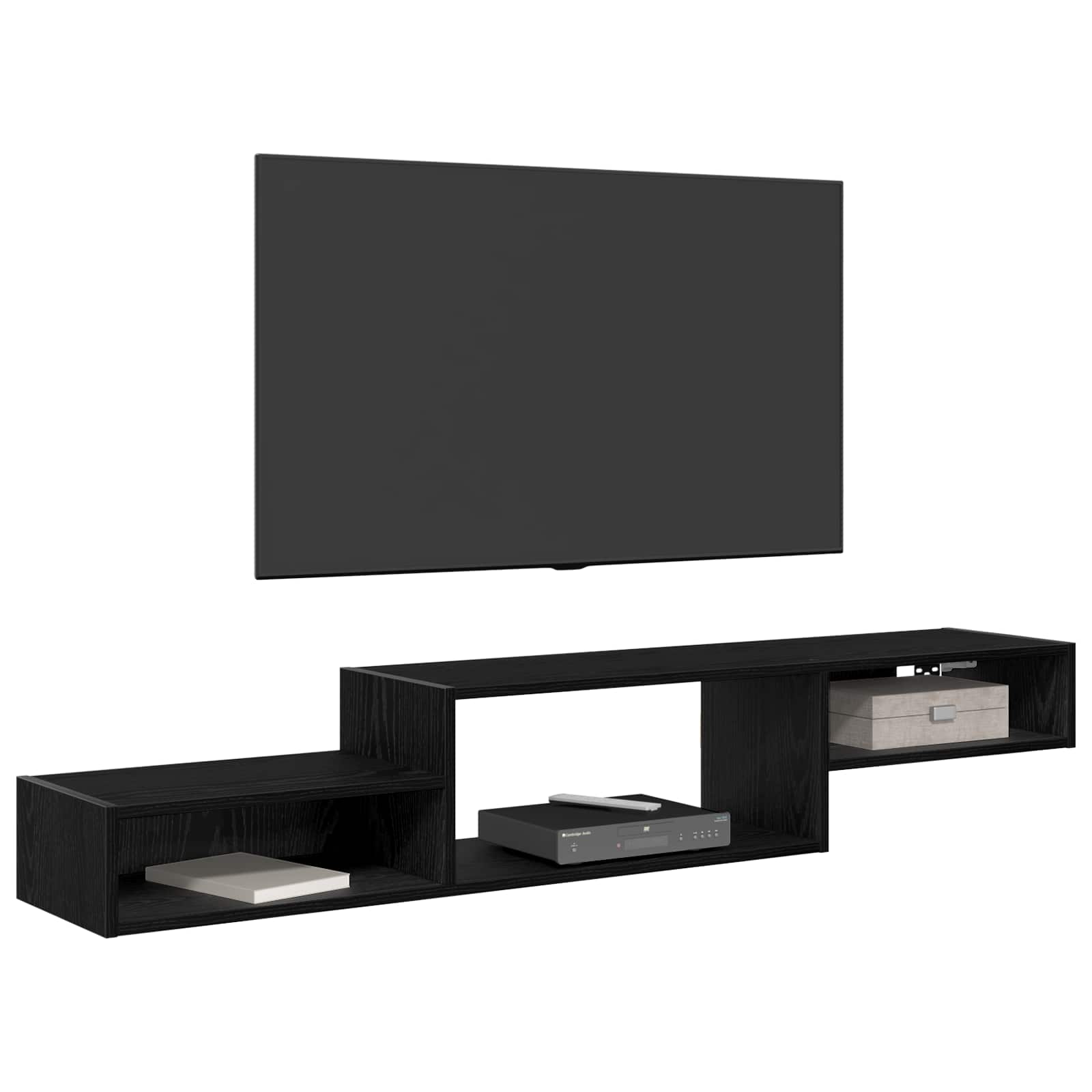 Seinale paigaldatav TV kapp Seinale kinnitav Must tamm