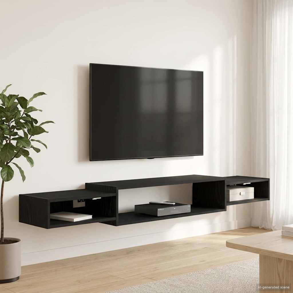 Seinale paigaldatav TV kapp Seinale kinnitav Must tamm