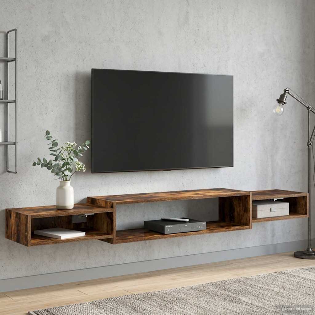 Seinale paigaldatav TV kapp Seinale kinnitav Suitsutatud tamm