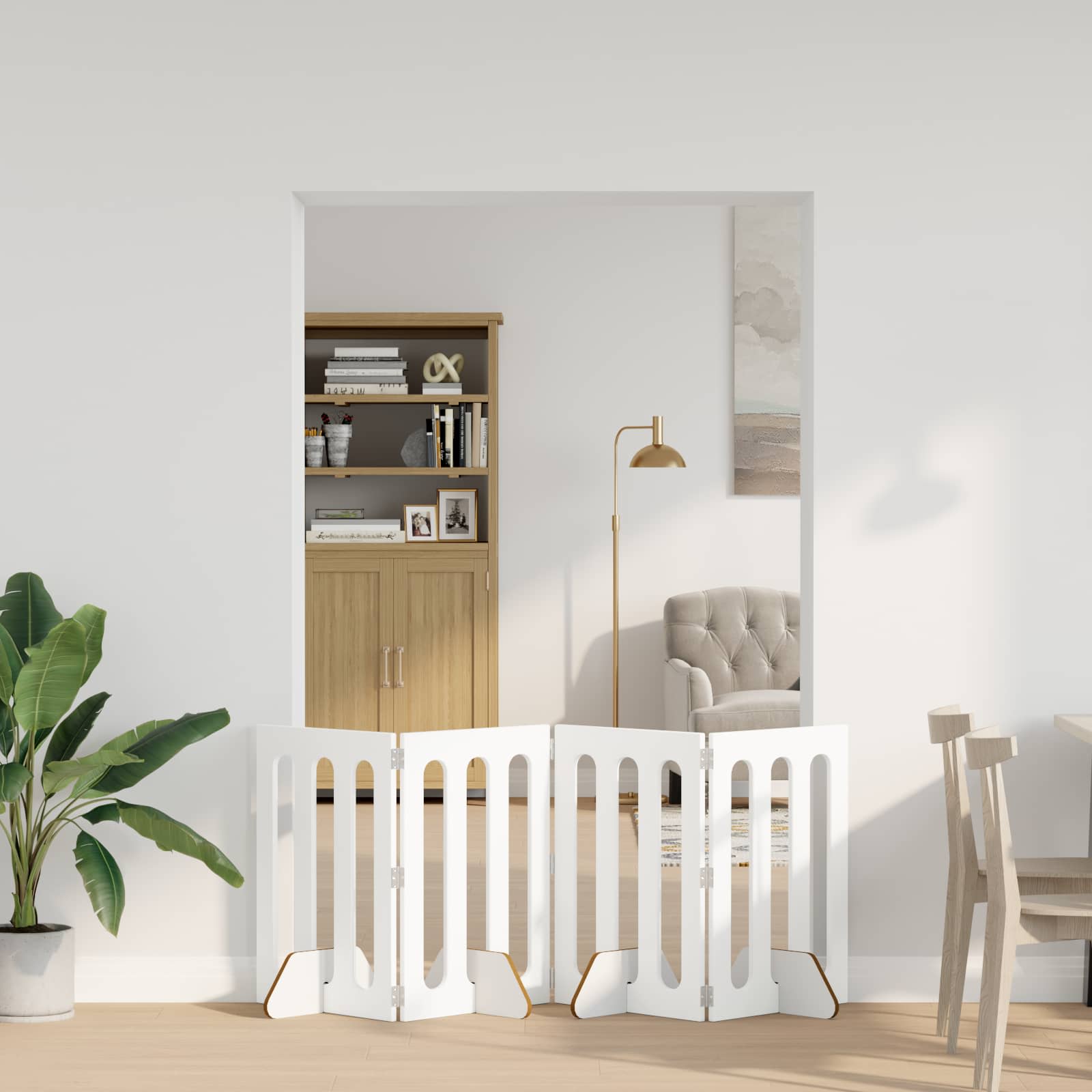Volditav lemmikloomade aed 4 tk Valge 201 x 38 x 70 cm
