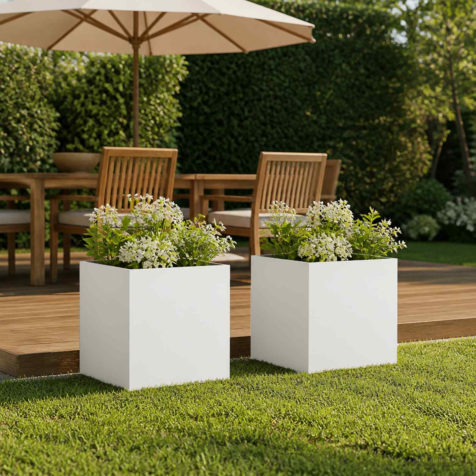 Aia istutuspot 2 tk Valge 25 x 25 x 25 cm Külmvalmistatud teras