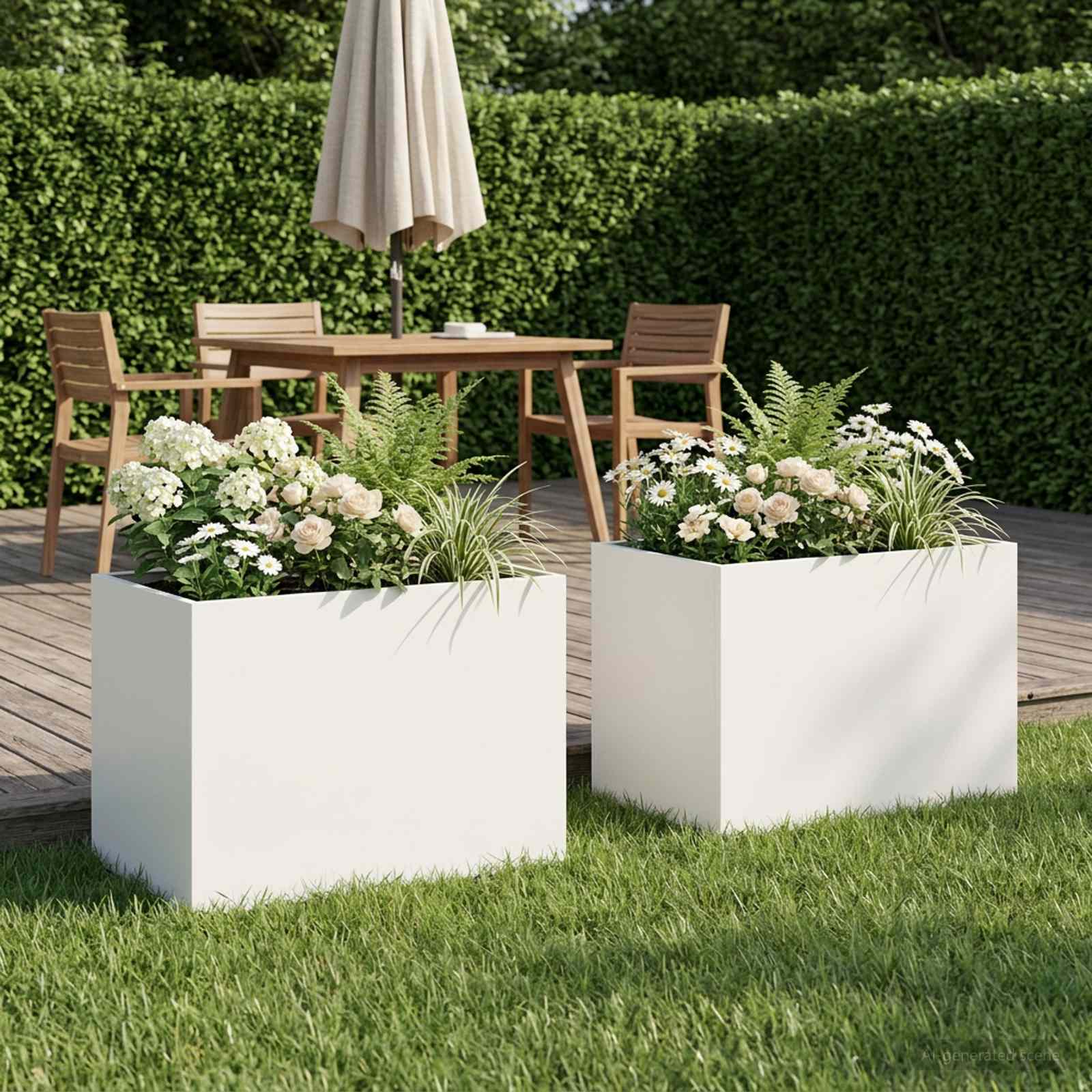 Aia istutuspot 2 tk Valge 40 x 30 x 30 cm Külmvalmistatud teras