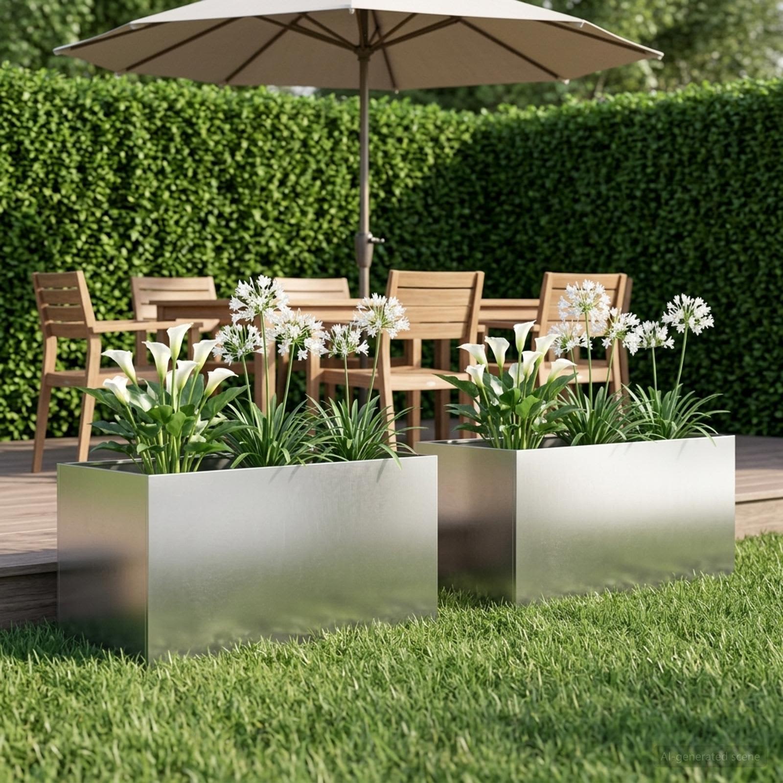 Aia istutuspot 2 tk Hõbedane 80 x 50 x 50 cm Roostevaba teras
