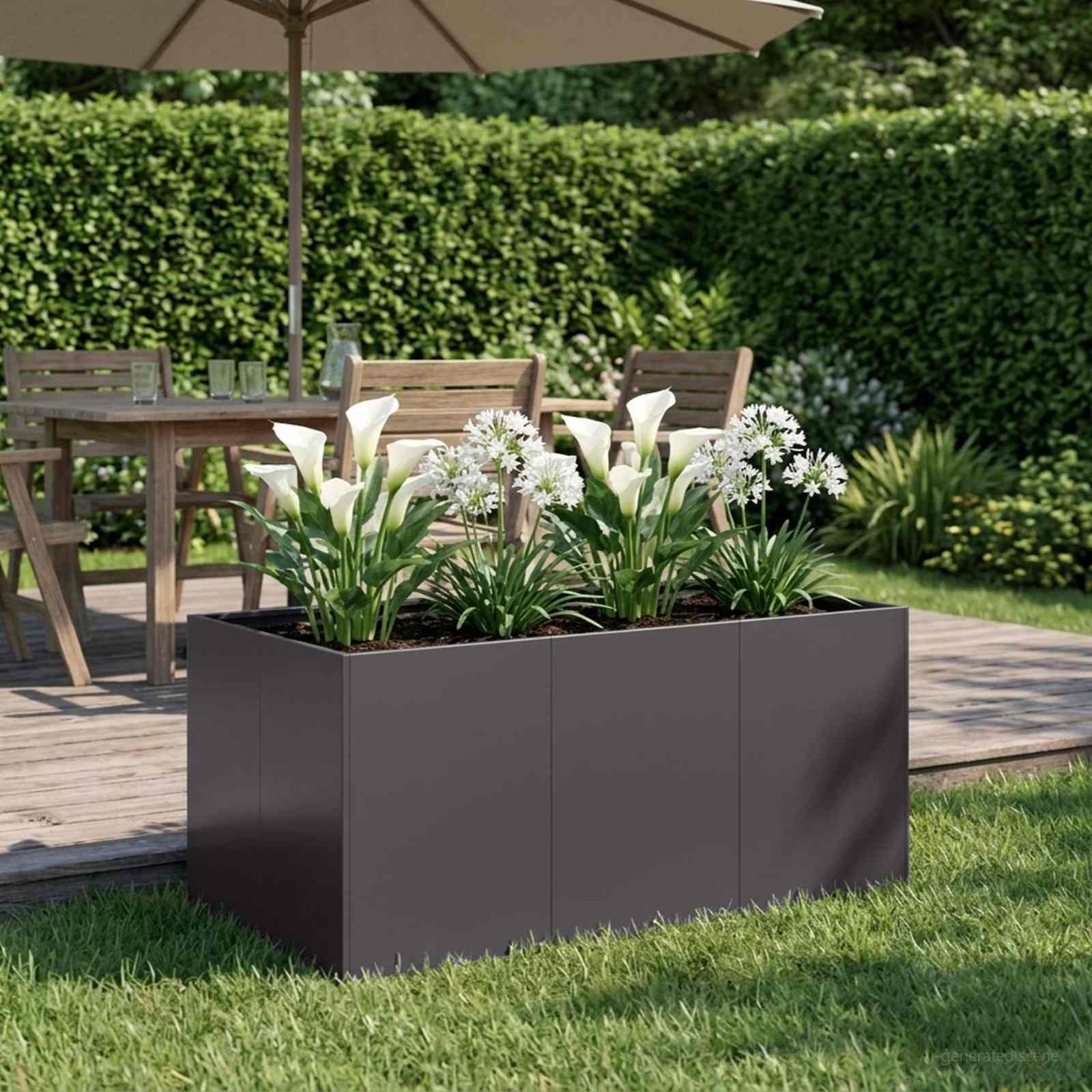 Aia istutuspot Must 120 x 80 x 60 cm Külmvalmistatud teras