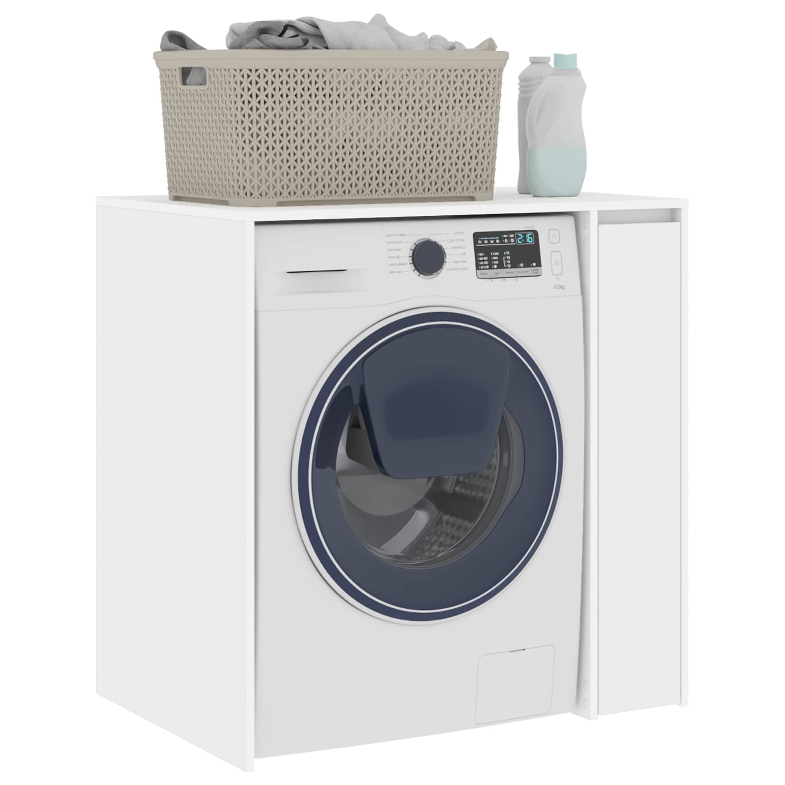 Pesumasina kapp ladustamisega Valge 87 x 60 x 89 cm Tehispuit