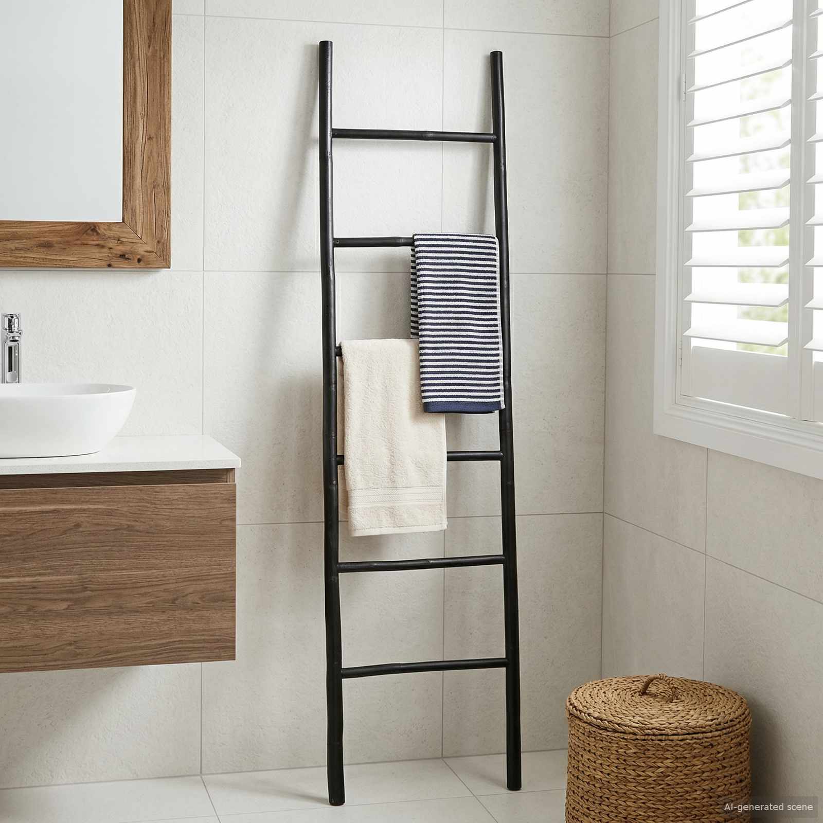 Tekikottide redel Must 50 x 190 cm Bambus