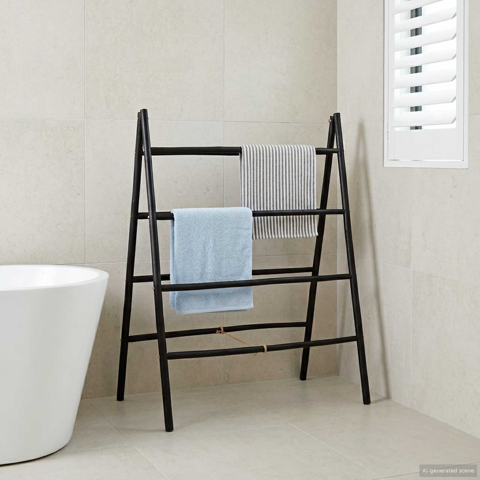 Kaksikpoolne tekki redel Must 90 x 50 x 100 cm Bambus