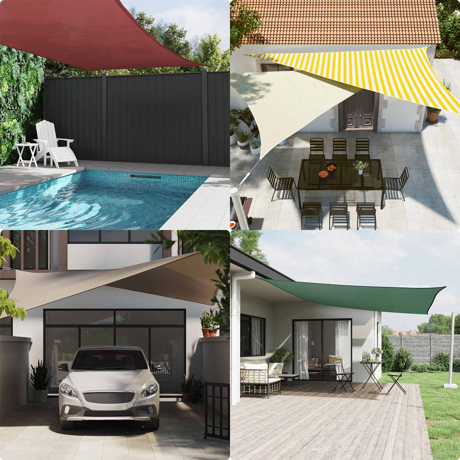 Päikesepuri 2,5 x 2,5 m 100% polüester Oxford Kandiline