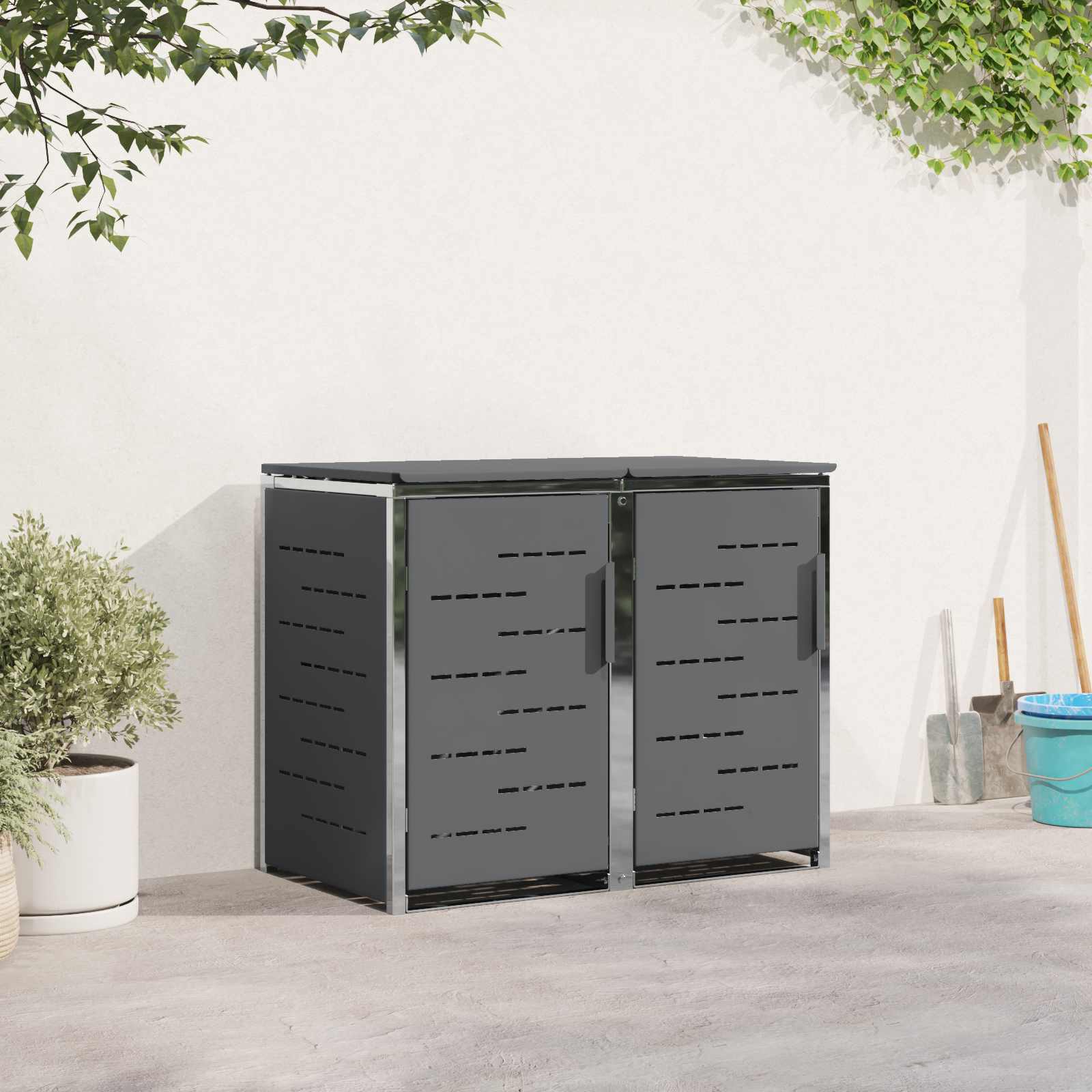 Ratastega prügikasti hoidmine for 2 Bins 240L Roostevaba teras