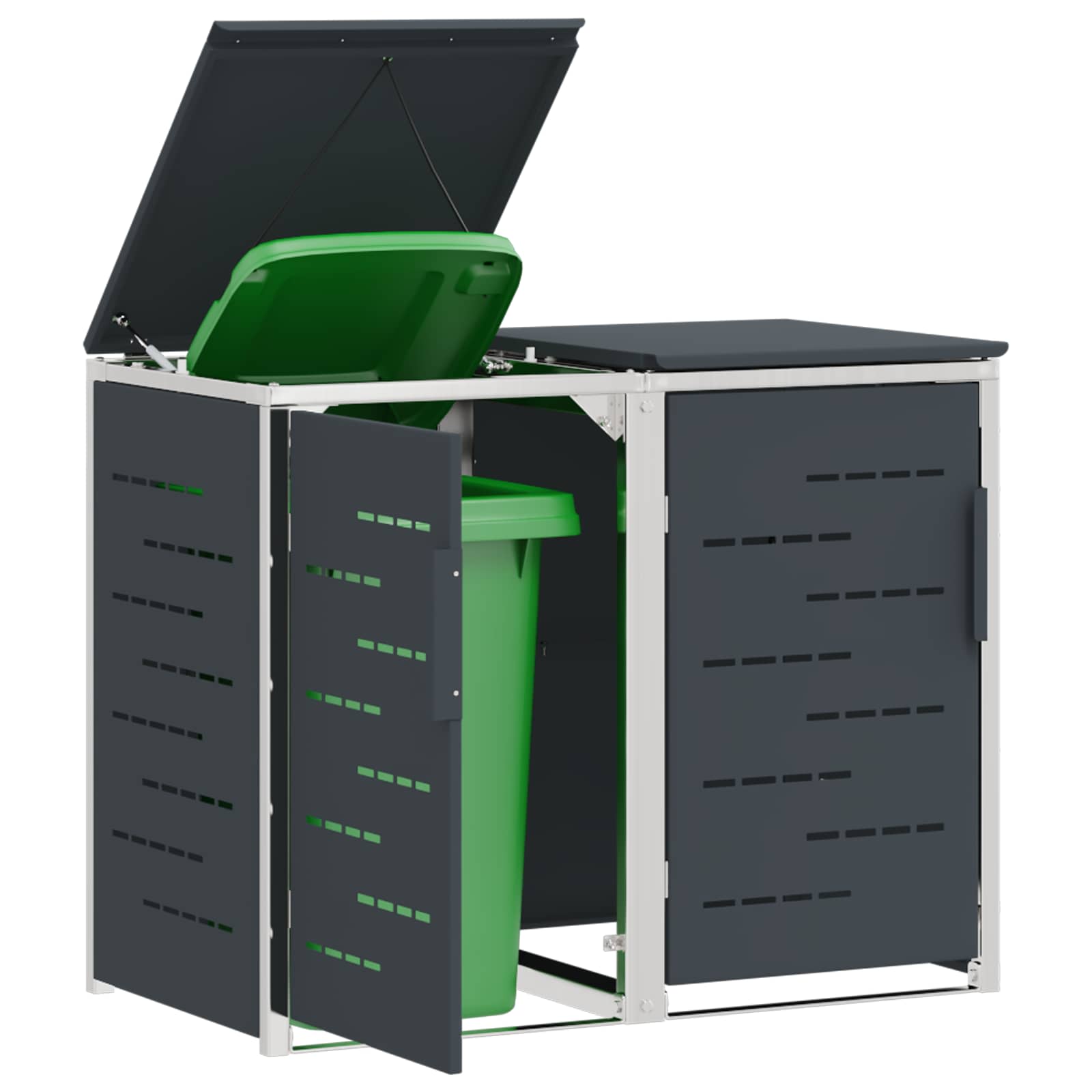 Ratastega prügikasti hoidmine for 2 Bins 240L Roostevaba teras