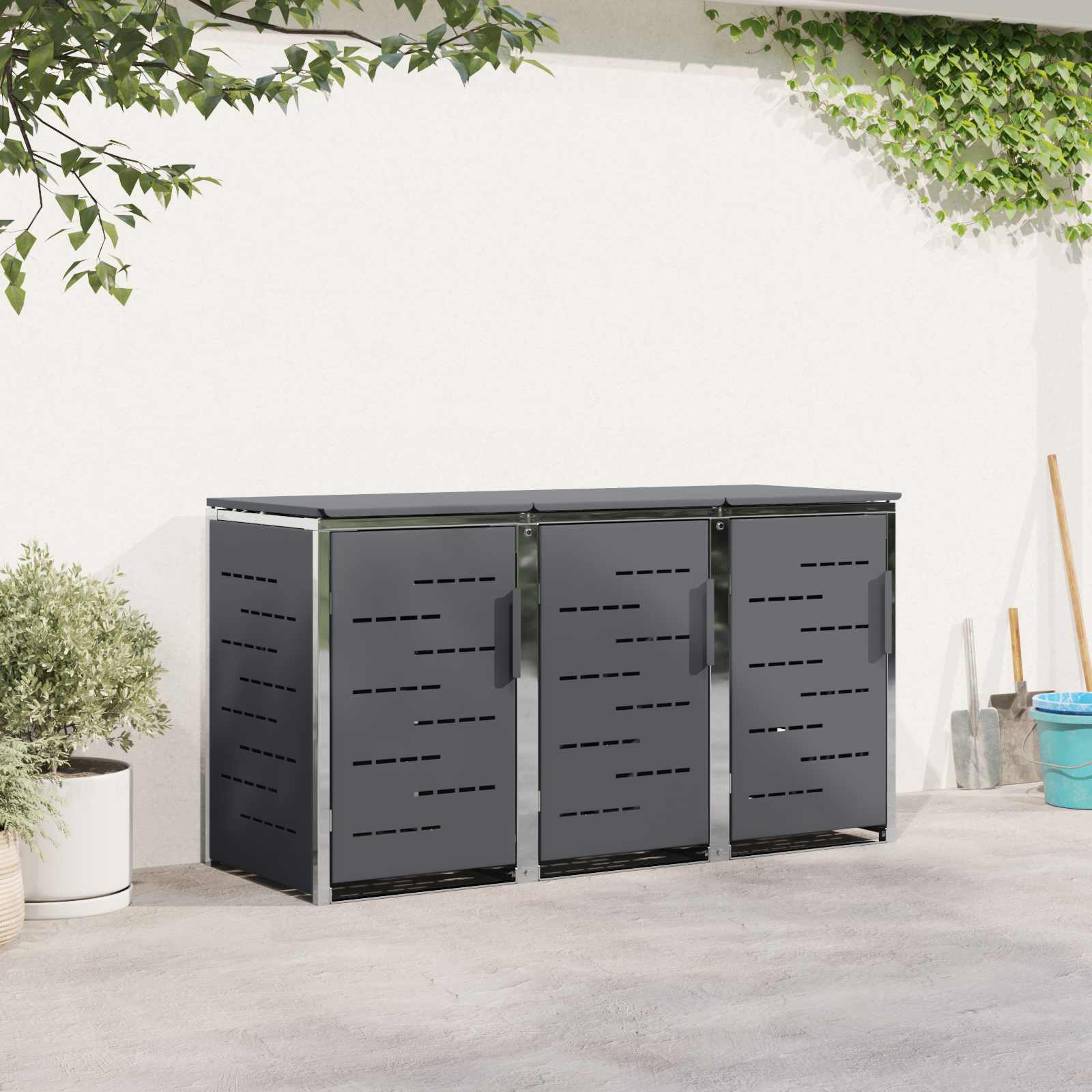 Ratastega prügikasti hoidmine for 3 Bins 240L Roostevaba teras