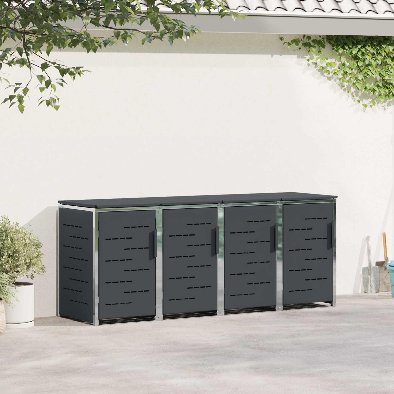 Ratastega prügikasti hoidmine for 4 Bins 240L Roostevaba teras