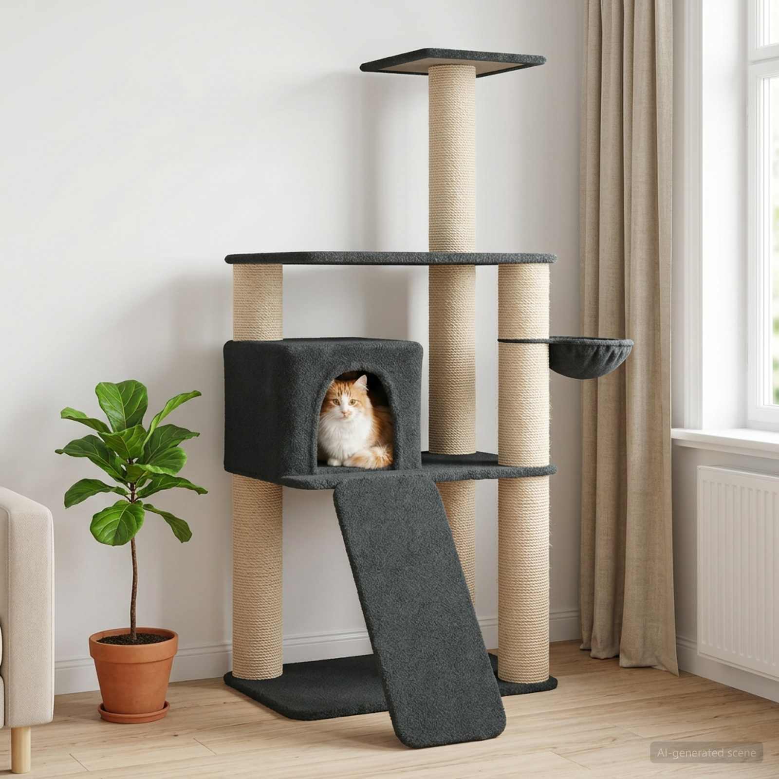 Kassipuu kraapimispostidega Tumehall 173 cm