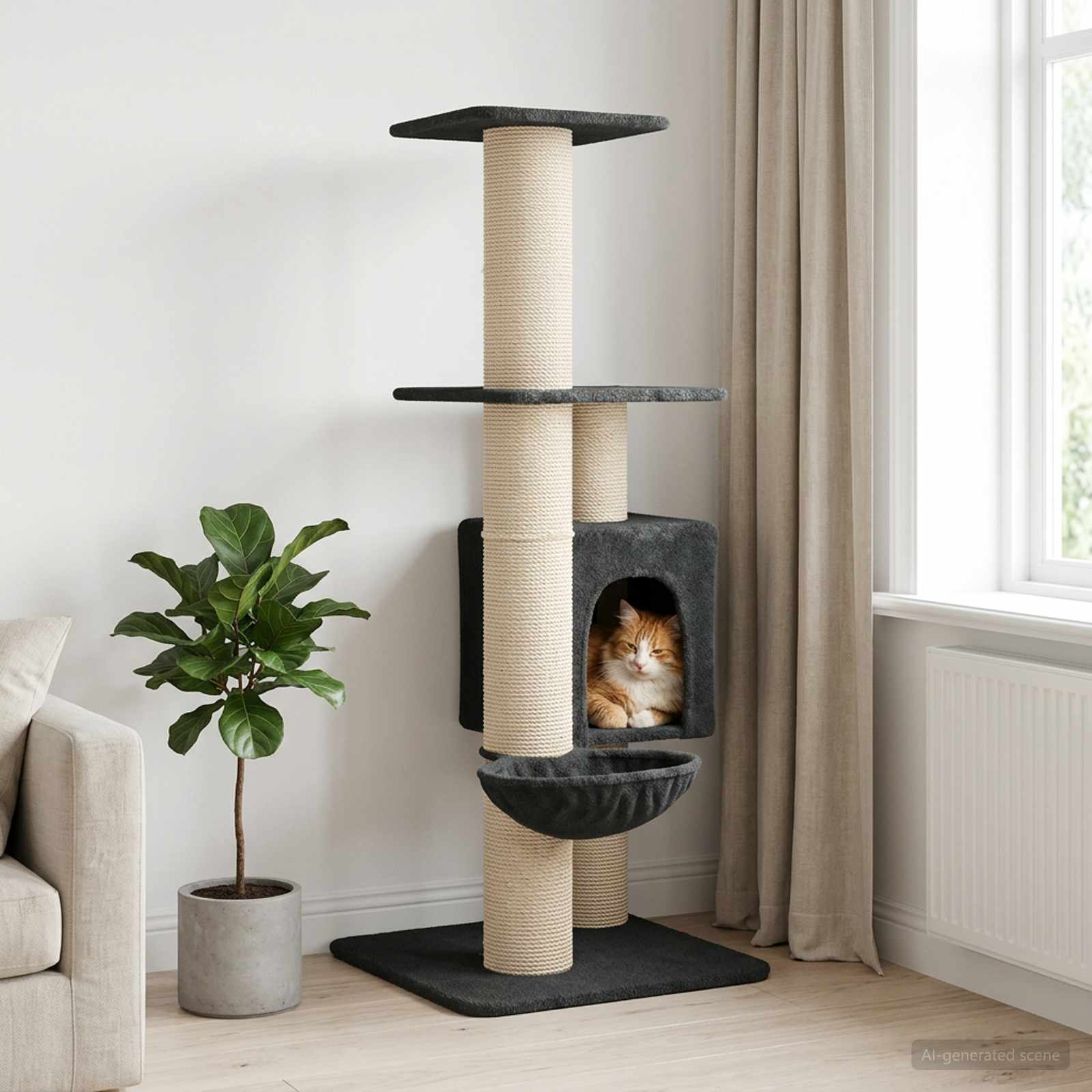 Kassipuu kraapimispostidega Tumehall 137 cm