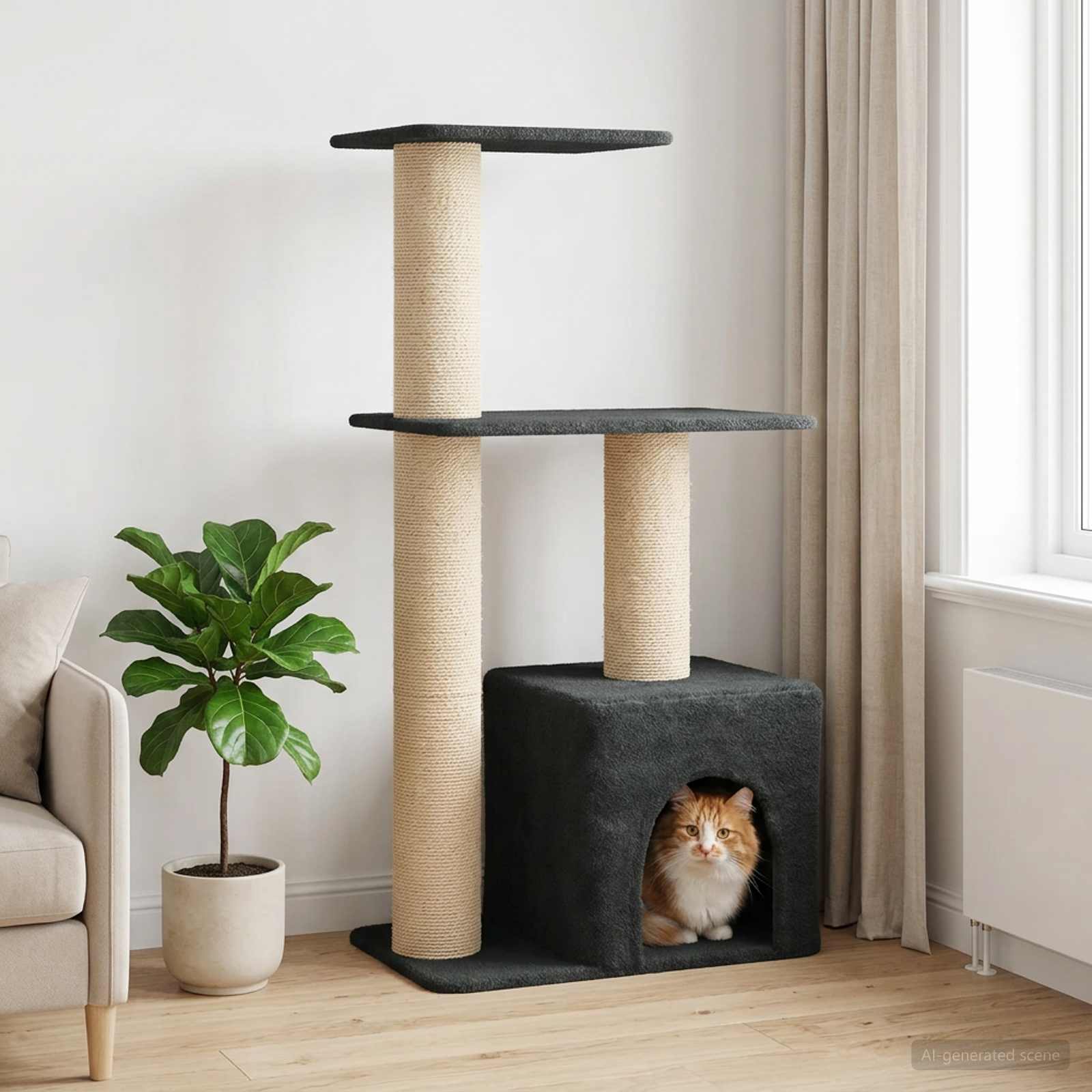 Kassipuu kraapimispostidega Tumehall 133 cm
