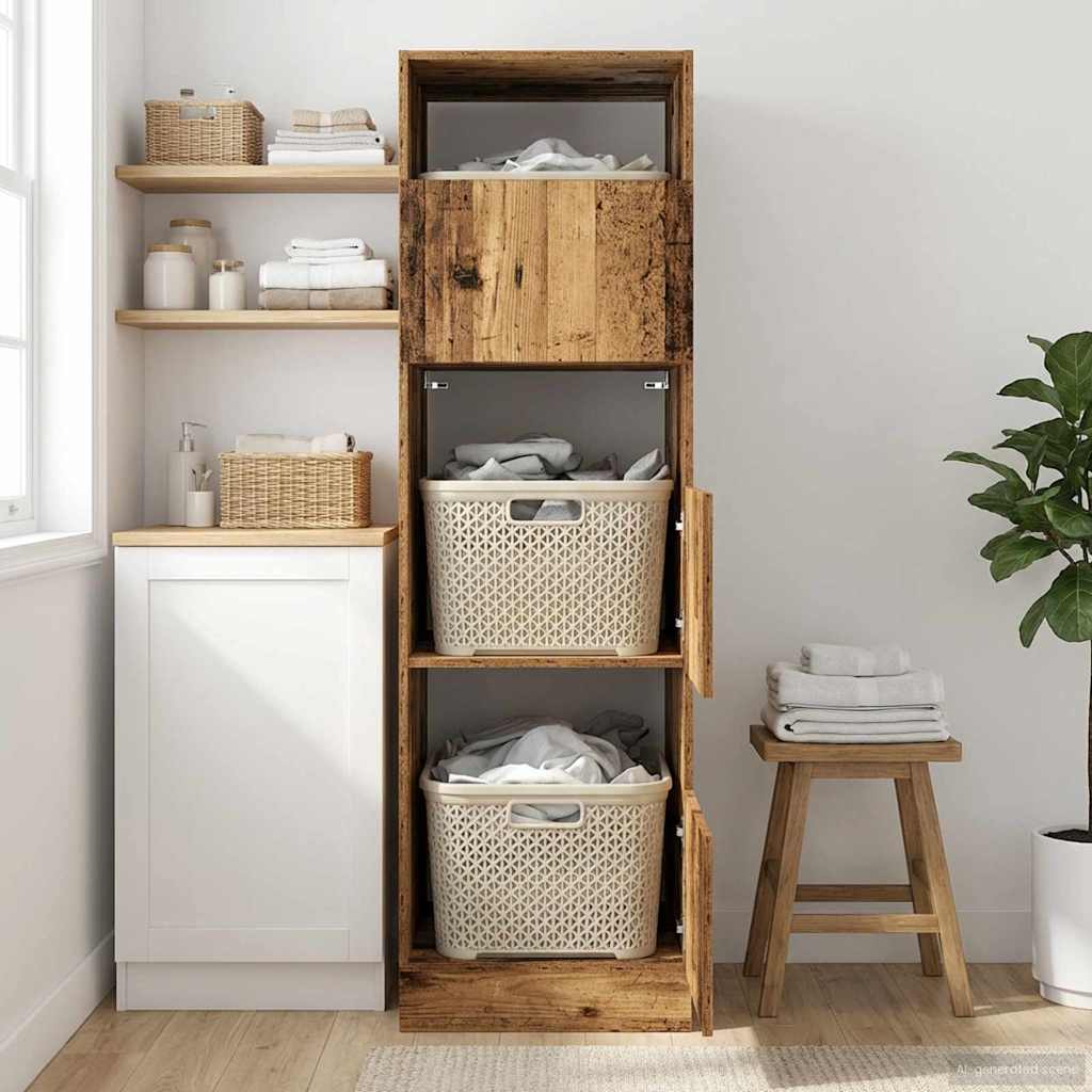 Pesukaapp ladustamisega Vana puit 50 x 68 x 162 cm Tehispuit