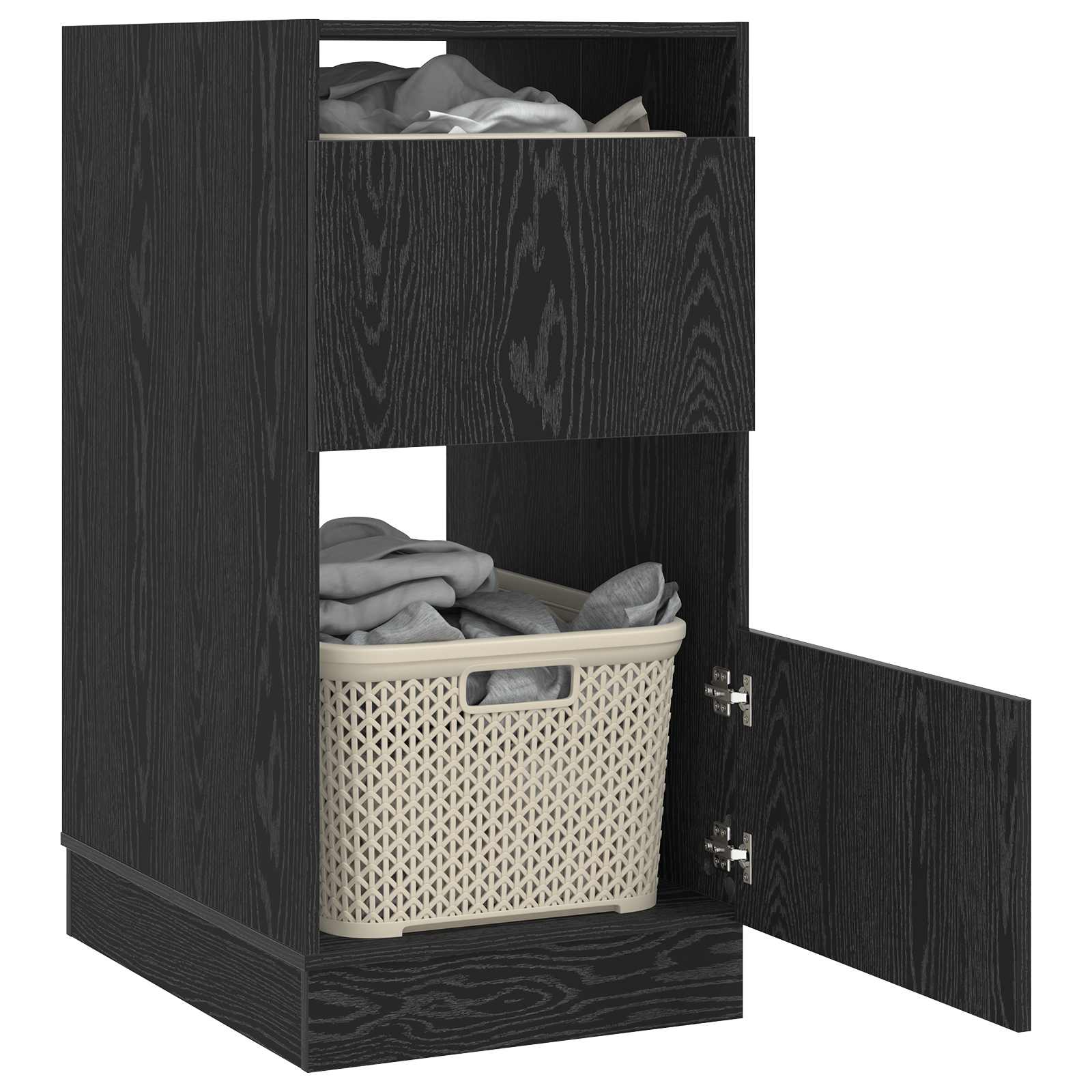 Pesukaapp ladustamisega Must tamm 50 x 68 x 102 cm Tehispuit
