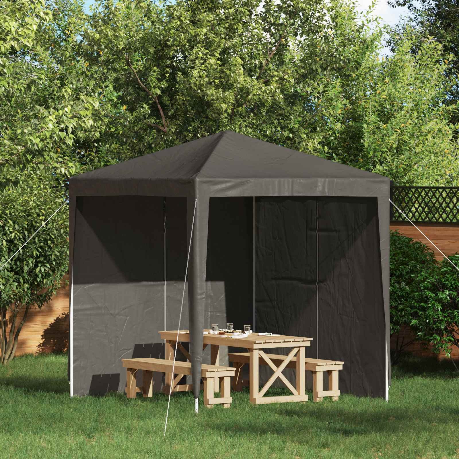Peotelgi külgtool 2 tk 200 x 195 cm Antratsiit PE ja teras