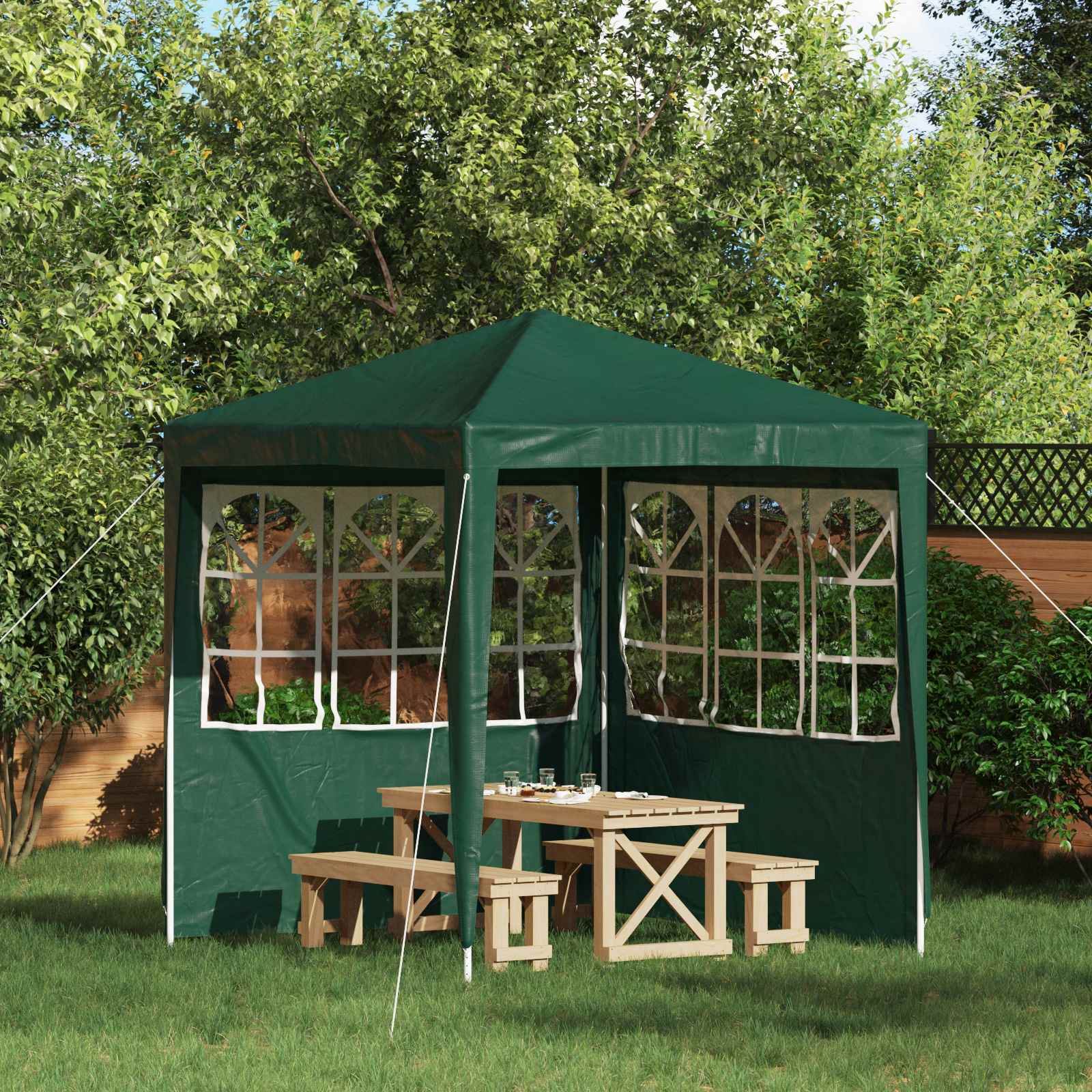 Peotelgi külgtool 2 tk 200 x 195 cm Roheline PE ja teras