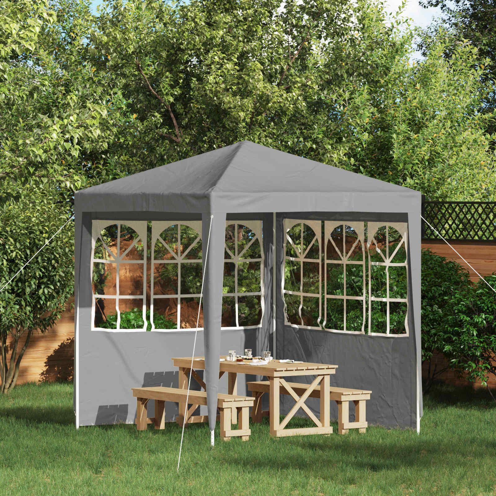 Peotelgi külgtool 2 tk 200 x 195 cm Helehall PE ja teras