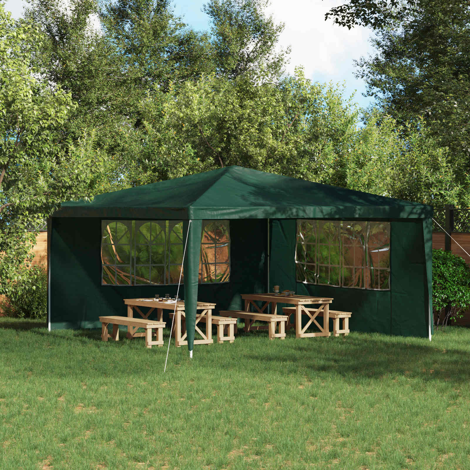 Peotelgi külgtool 2 tk 400 x 195 cm Roheline PE ja teras