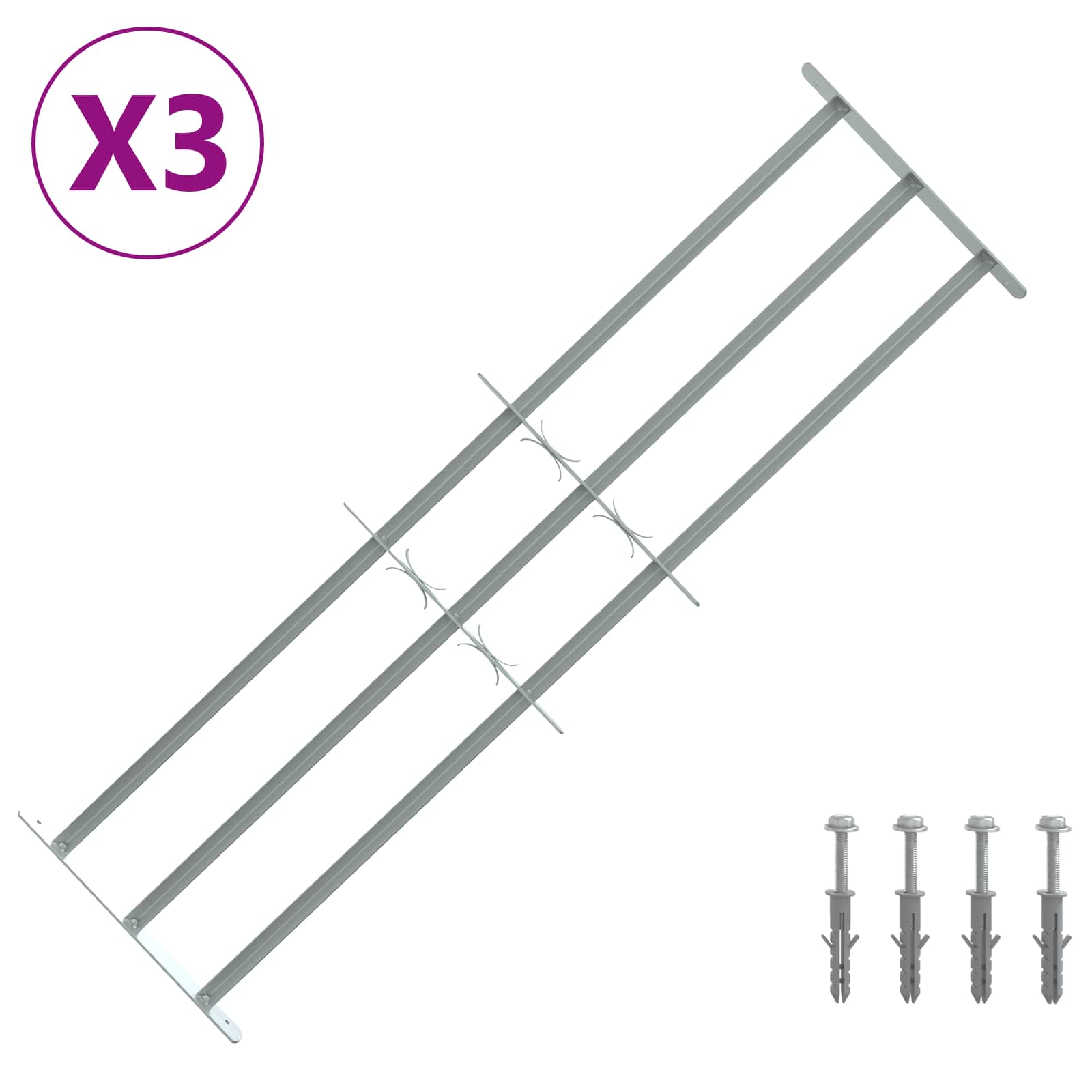 Turva grill akendele 3 risttalaga 3 tk 930-1740 mm