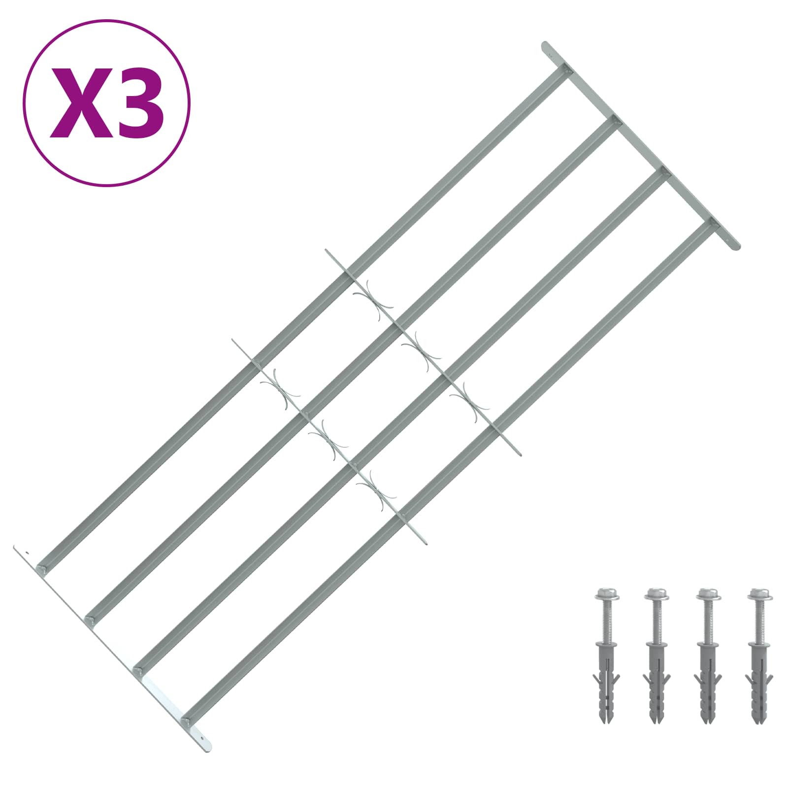 Akna turvavõre 4 ristvartiga 3 tk 4 Risttalad 930-1740 mm