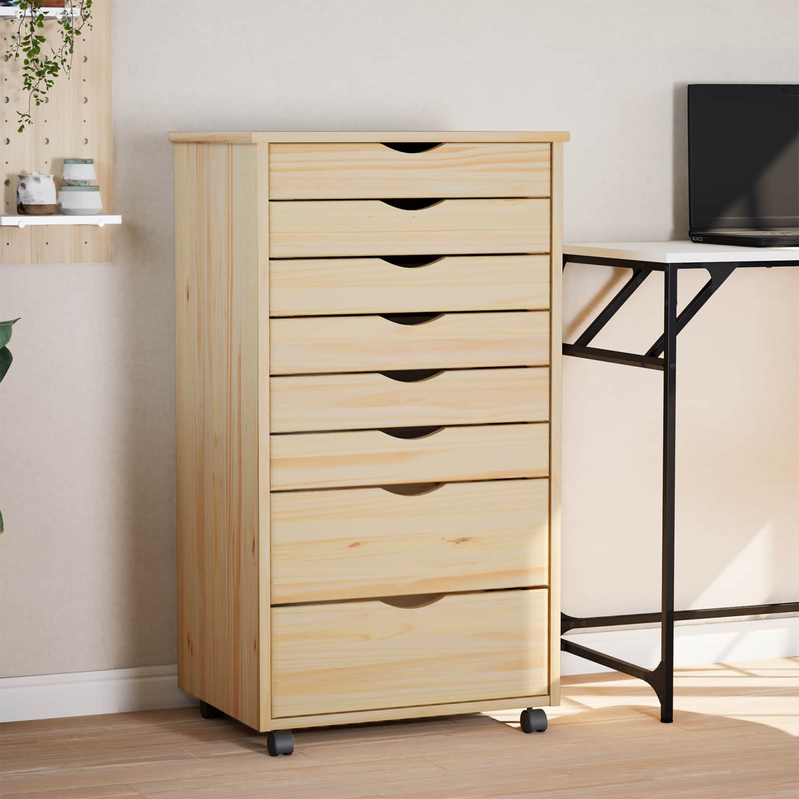 Rullikapp sahtlitega MOSS 53 x 39 x 103 cm Männipuit Selge lakk
