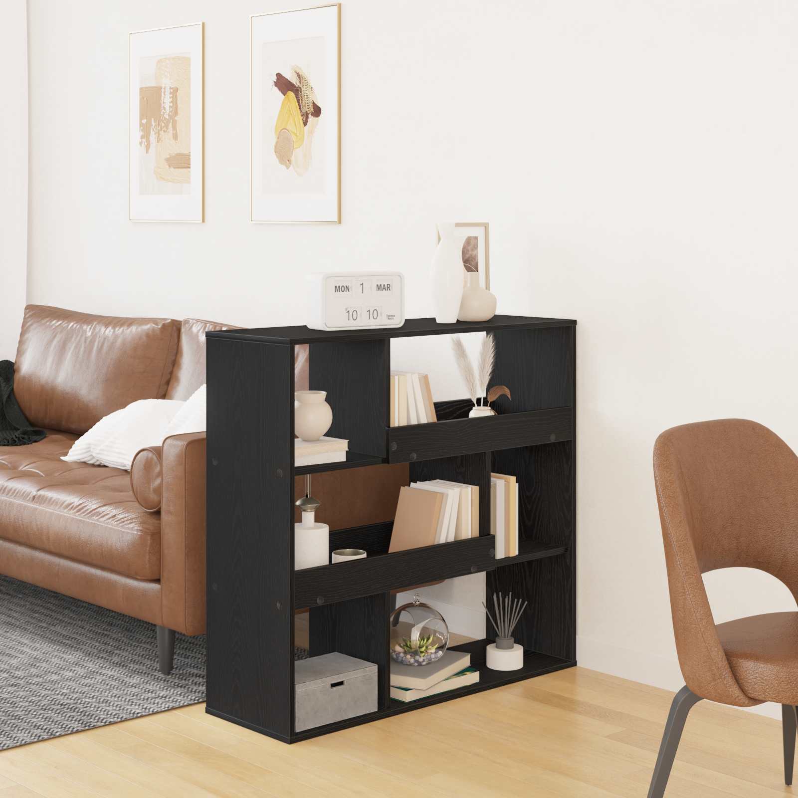 Raamatuhylle 4 tasandit 100 x 33 x 94,5 cm Tehispuit Must tamm