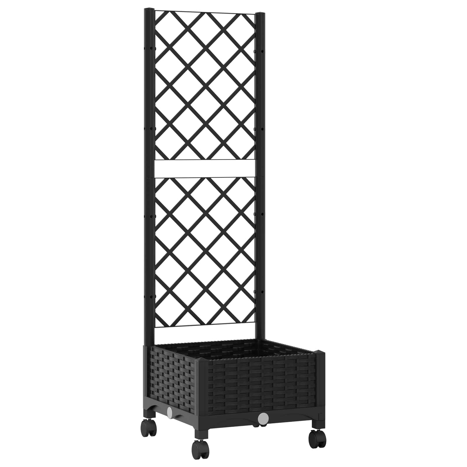 Aia istutuskast trellise ja ratastega Must 40 x 40 x 131,5 cm