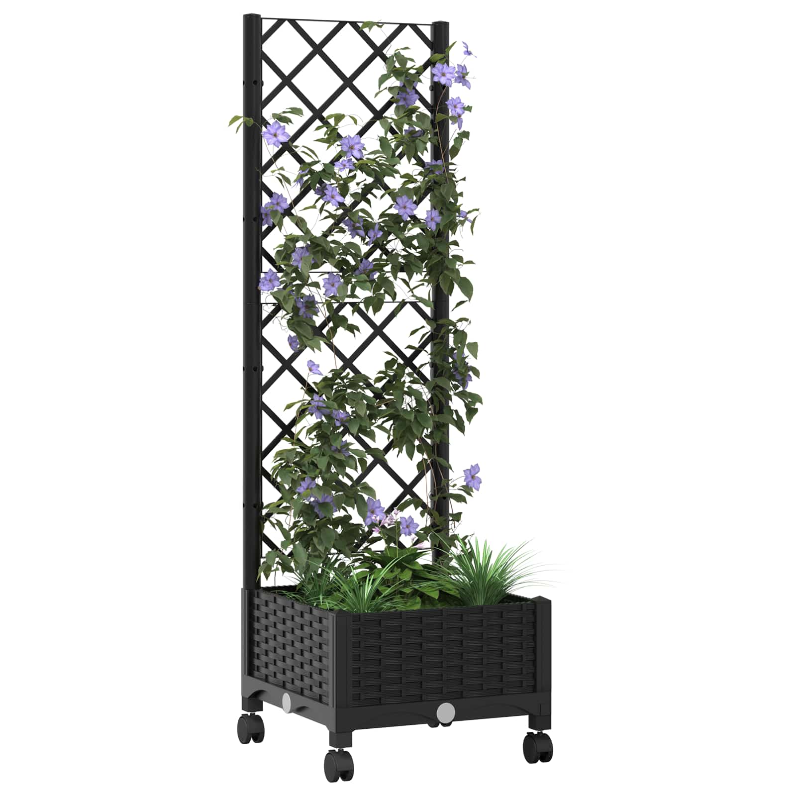 Aia istutuskast trellise ja ratastega Must 40 x 40 x 131,5 cm