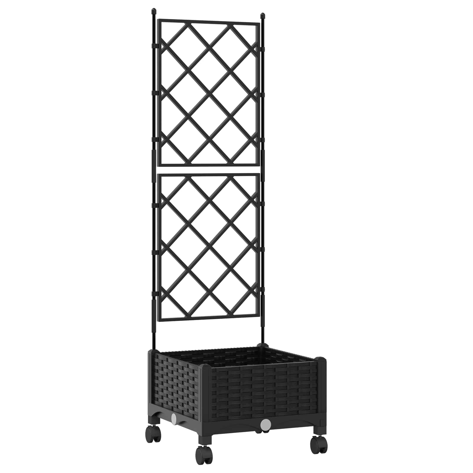 Aia istutuskast trellise ja ratastega Must 40 x 40 x 131,5 cm