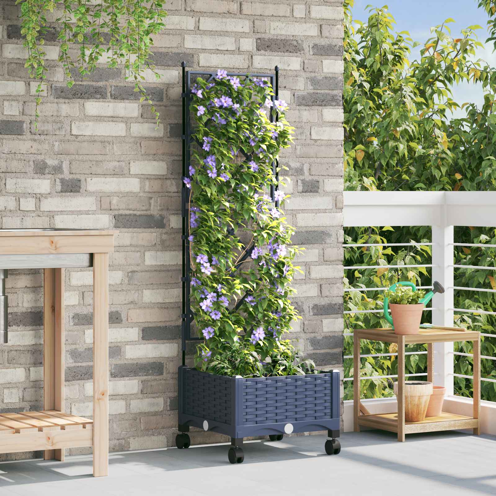 Aia istutuskast trellise ja ratastega Hall 40 x 40 x 131,5 cm