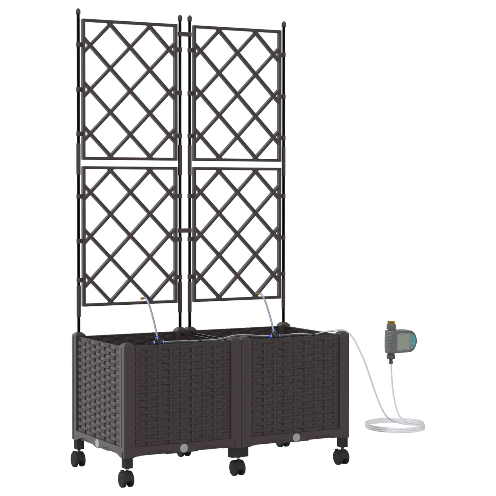 Aiakonteiner Kastmise ja Ratastega 2 tk Pruun 80 x 40 x 148 cm
