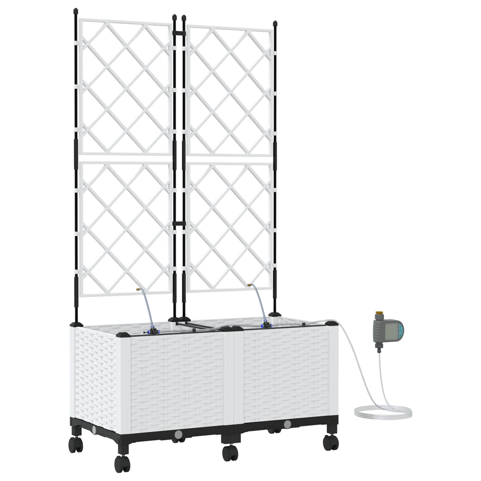Aiakonteiner Kastmise ja Ratastega 2 tk Valge 80 x 40 x 148 cm