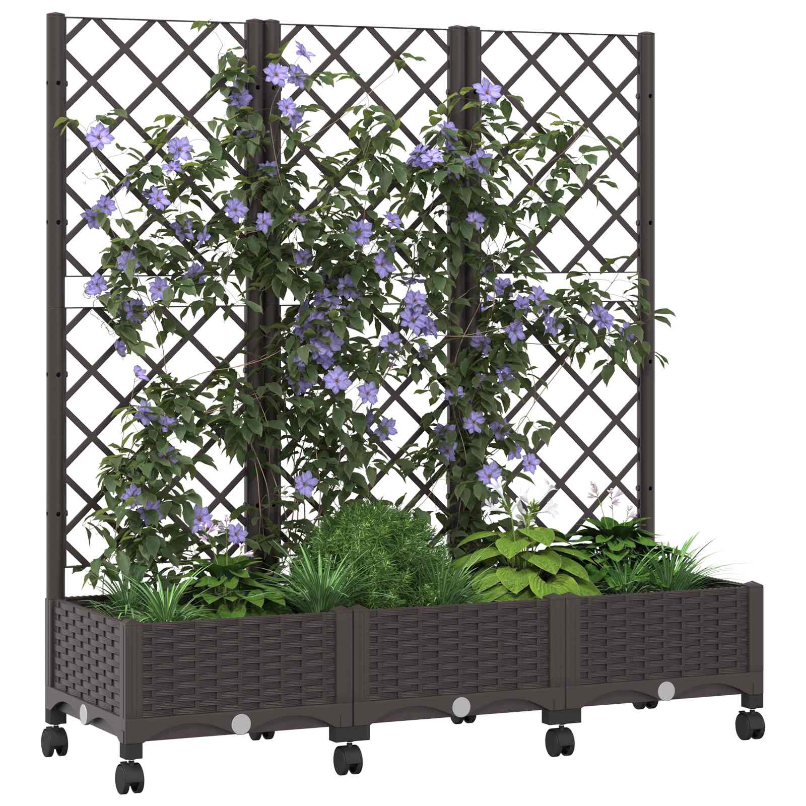 Aia istutuskast trellise ja ratastega Pruun 120 x 40 x 131,5 cm